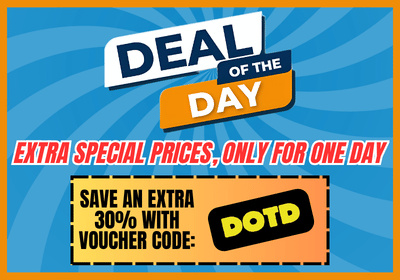 banner promoting specially priced deal of the day offers on a blue background