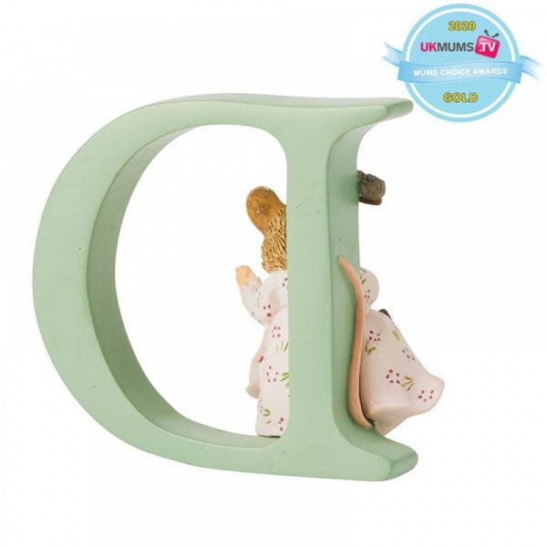Beatrix potter freestanding alphabet letter "D" - Hunca Munca Sweeping figurine