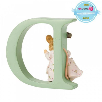 Beatrix potter freestanding alphabet letter "D" - Hunca Munca Sweeping figurine