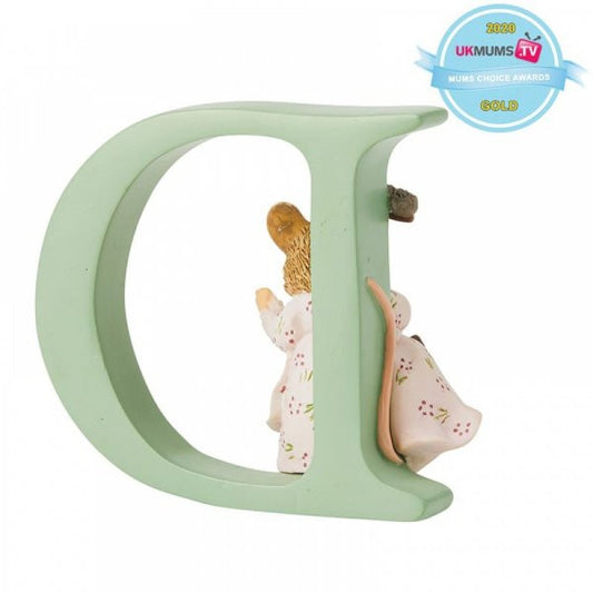 Beatrix potter freestanding alphabet letter "D" - Hunca Munca Sweeping figurine