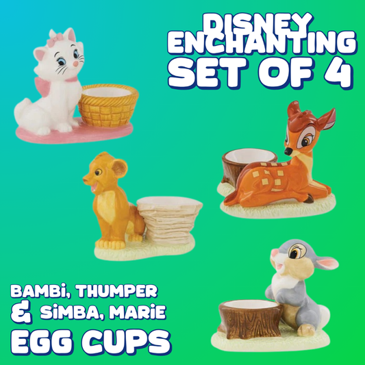 Disney Enchanting Egg Cups Set of 4 (Bambi, Thumper, Simba & Marie)