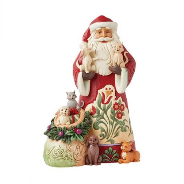 Heartwood Creek By Jim Shore Santa With Cats and Dogs Figurine 6015499