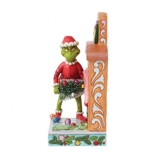 The Grinch Pushing Tree up Fireplace Figurine By Jim Shore 6015214