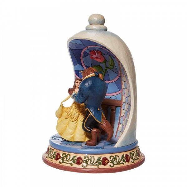 Disney Traditions Beauty and the Beast dancing whilst their friends look on 30th Anniversary figurine