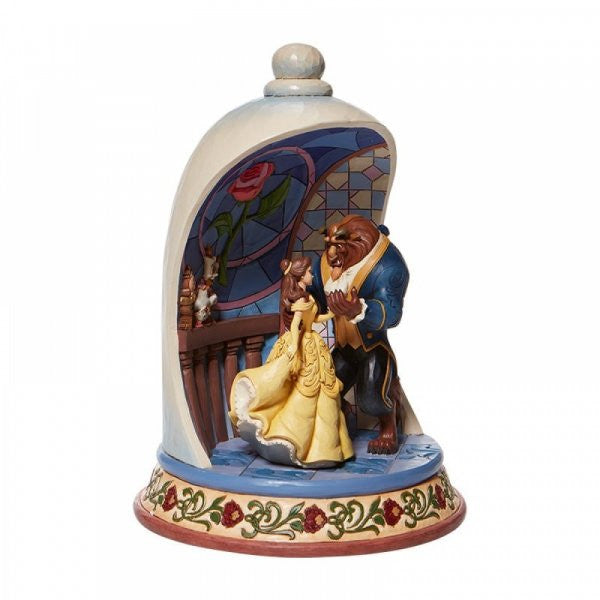 Disney Traditions Beauty and the Beast dancing whilst their friends look on 30th Anniversary figurine