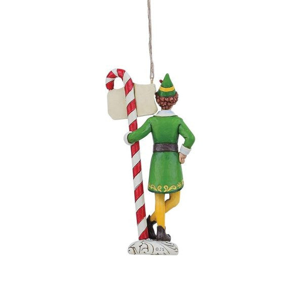 Buddy Elf with Candy Cane Forest Signpost Hanging Ornament By Jim Shore 6013943