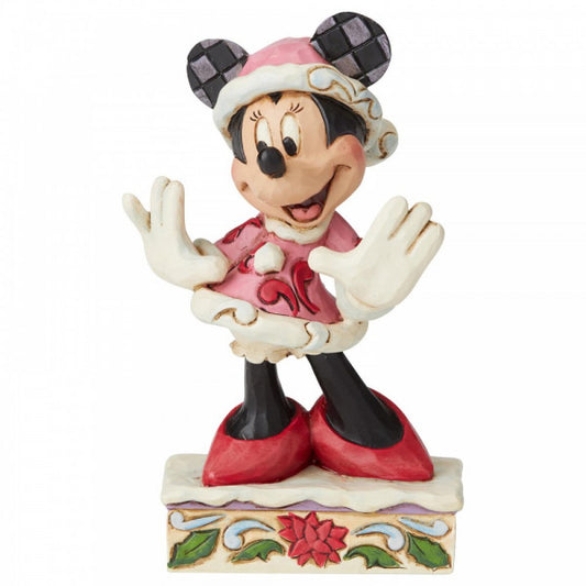 Disney Traditions Minnie Mouse dressed in a festive holiday outfit Figurine