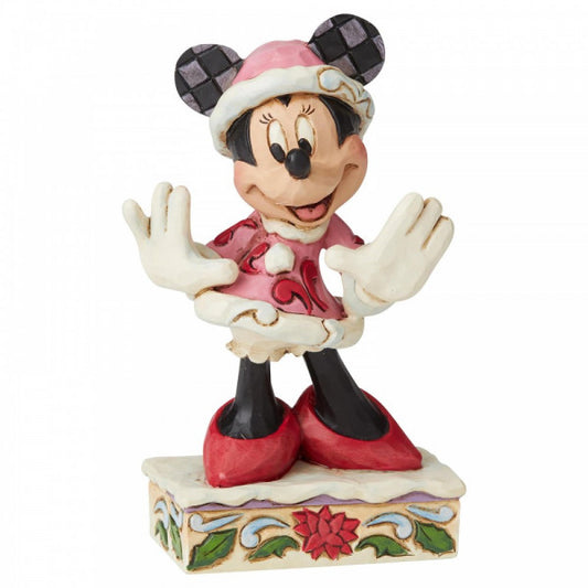 Disney Traditions Minnie Mouse dressed in a festive holiday outfit Figurine