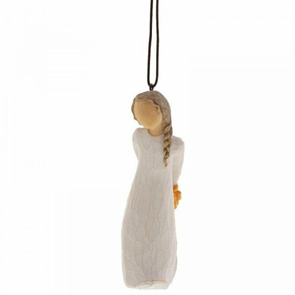 Willow Tree Hanging Ornament Christmas Decoration depicting a girl holding a bunch of flowers