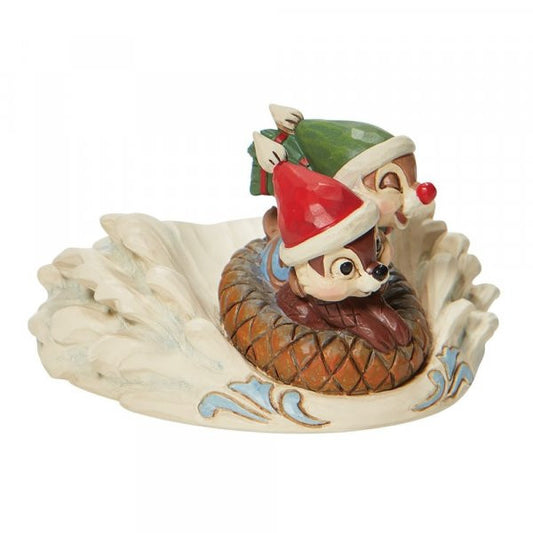 Disney Traditions Chip 'n' Dale Sledding in an acorn sled figurine