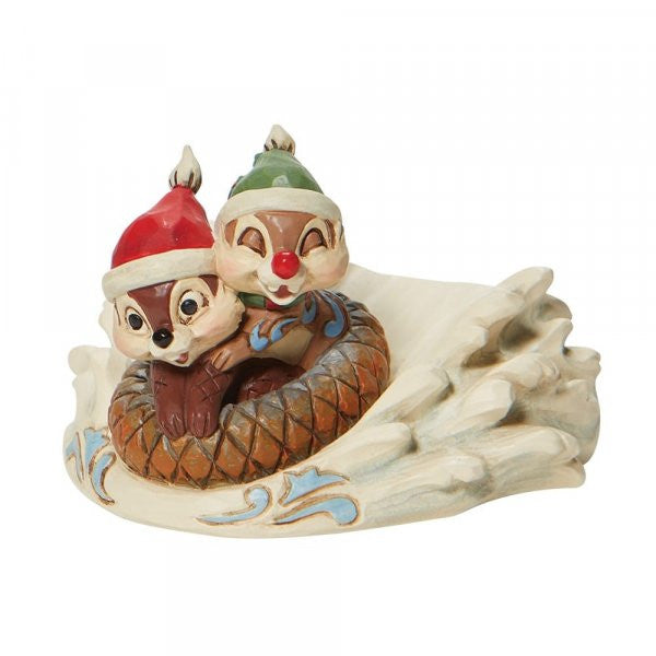 Disney Traditions Chip 'n' Dale Sledding in an acorn sled figurine