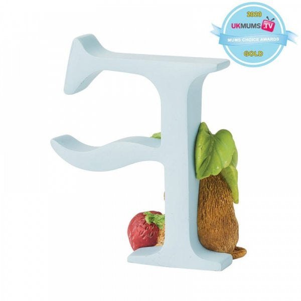Beatrix Potter freestanding alphabet letter F Timmy Willie with strawberry