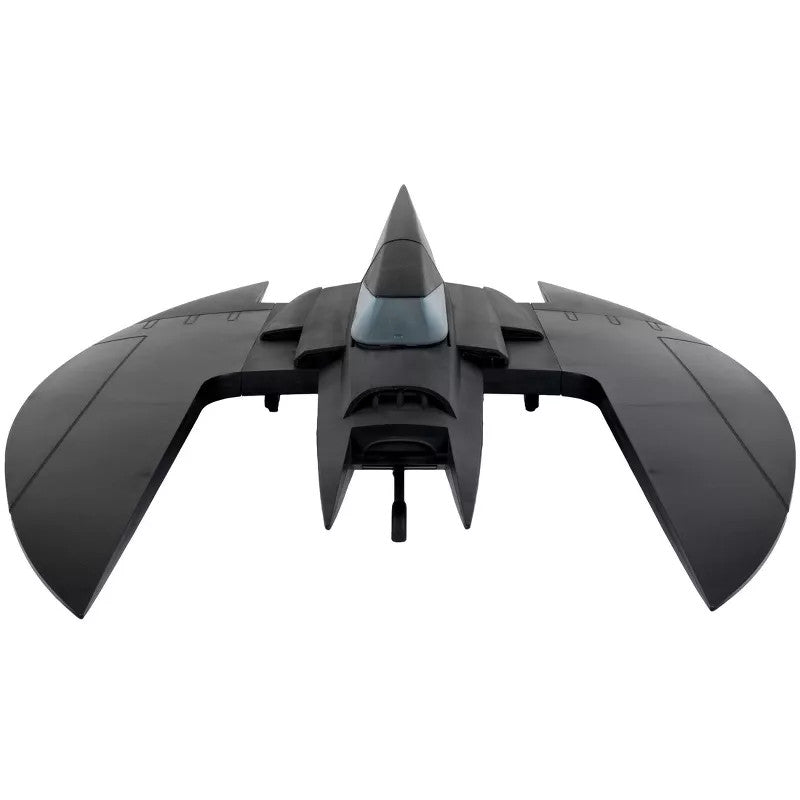 A black, bat-shaped McFarlane Toys DC Direct Large Batwing from The Batman Animated Series, featuring a pointed nose and curved wings, is displayed front-facing on a white background—ideal for McFarlane Toys collectors.