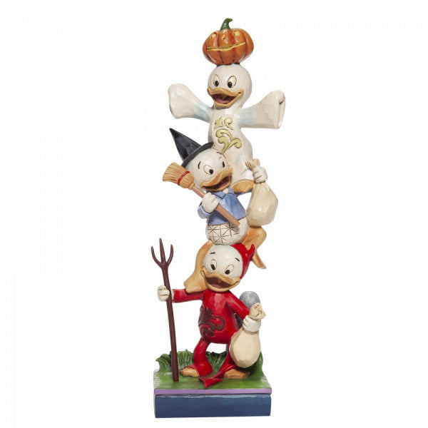 Disney Traditions Huey, Dewey & Louie stacked in Halloween outfits figurine