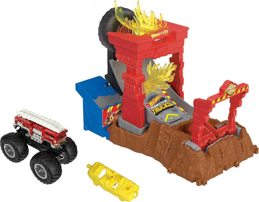 Hot Wheels Monster Trucks Arena Smashers 5 Alarm Fire Crash Challenge