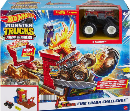 Hot Wheels Monster Trucks Arena Smashers 5 Alarm Fire Crash Challenge