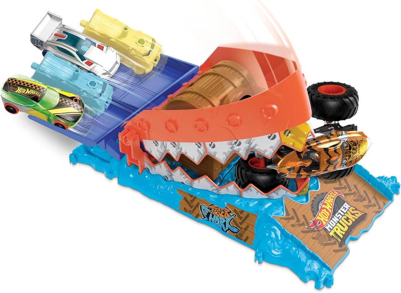 Hot Wheels Monster Trucks Arena Smashers Tiger Shark Treasure Chomp Challenge