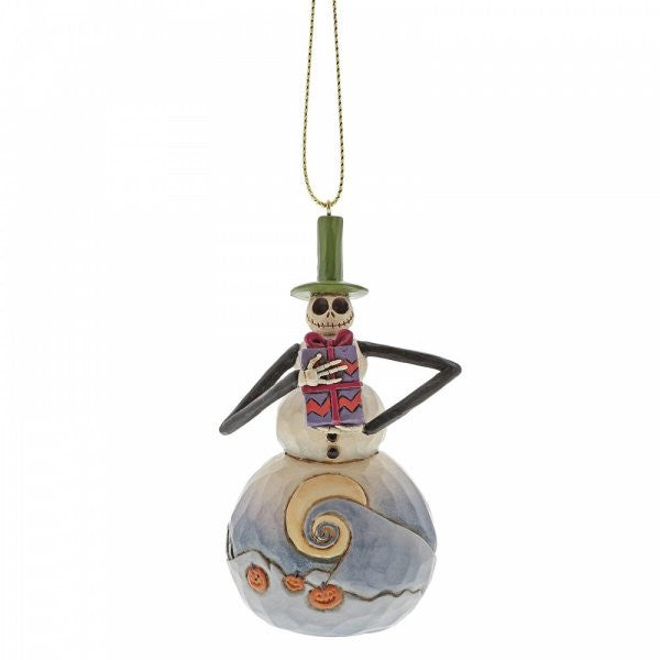 Disney Traditions Jack from Nightmare Before Christmas as a snowman carrying presents hanging ornament figurine
