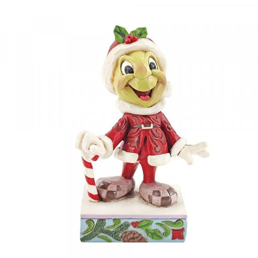 Disney Traditions Jiminy Cricket from Pinocchio in his Christmas outfit figurine