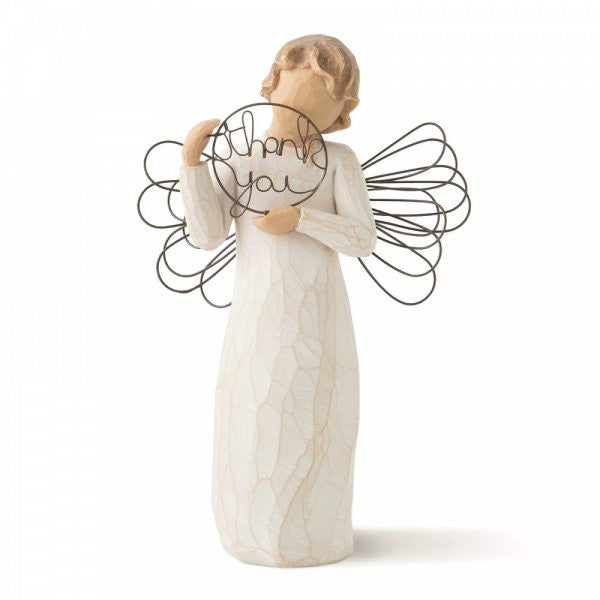 Willow Tree Just For You Figurine of an angel holding a thank you sign