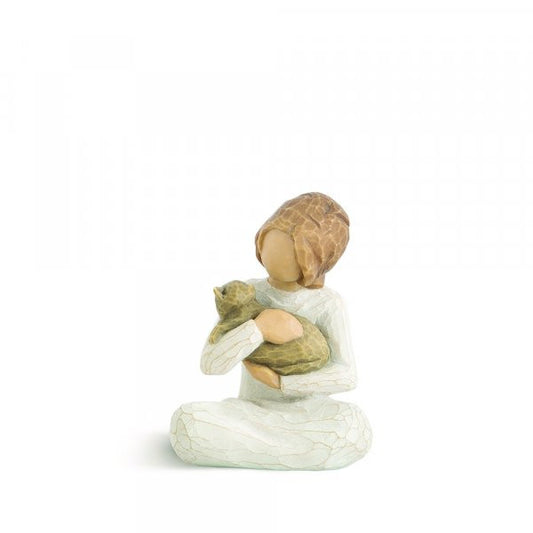 Willow Tree Kindness Girl Figurine of a girl holding a cat