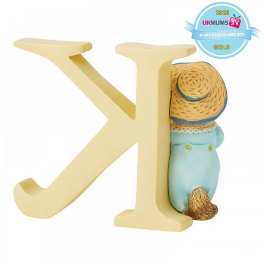 Freestanding letter 'K' with Beatrix Potter's Tom Kitten Figurine