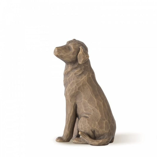 Willow Tree Love My Dog figurine showing a dark coloured dog sitting down