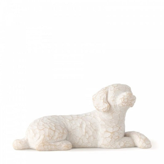 Willow Tree Love My Dog figurine showing a light coloured dog lying down