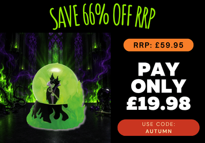 Promotional banner with a black background, neon green text reading 'SAVE 66% OFF RRP' and 'PAY ONLY £19.98', plus 'USE CODE: AUTUMN'.