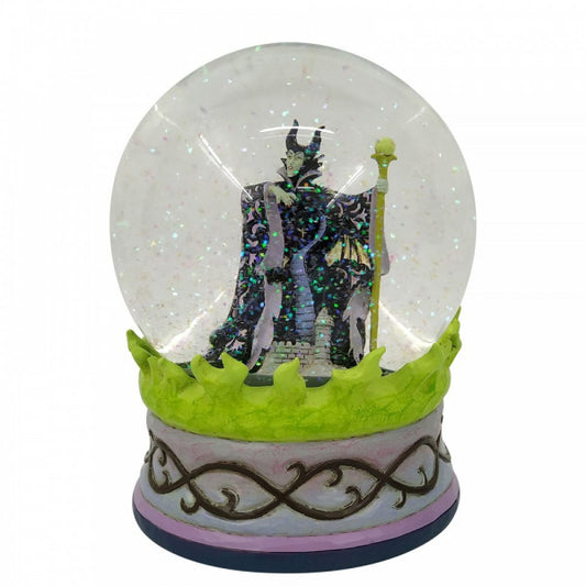 Disney Traditions Maleficent, the villain from Sleeping Beauty inside a waterball with green flames around the base figurine