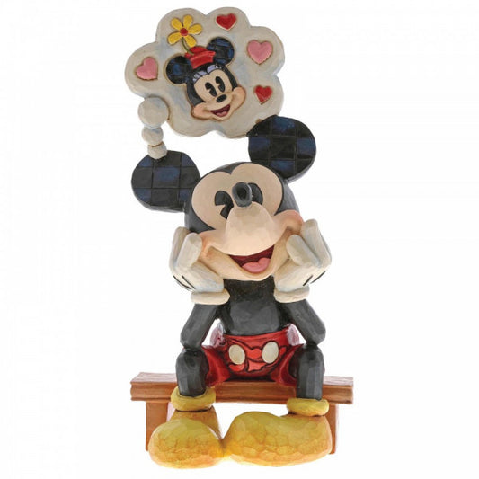 Disney Traditions Mickey Mouse with thought bubble featuring Minnie mouse figurine