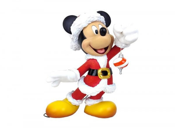 Disney Showcase Mickey Mouse dressed as Santa prepares to hang an ornament figurine