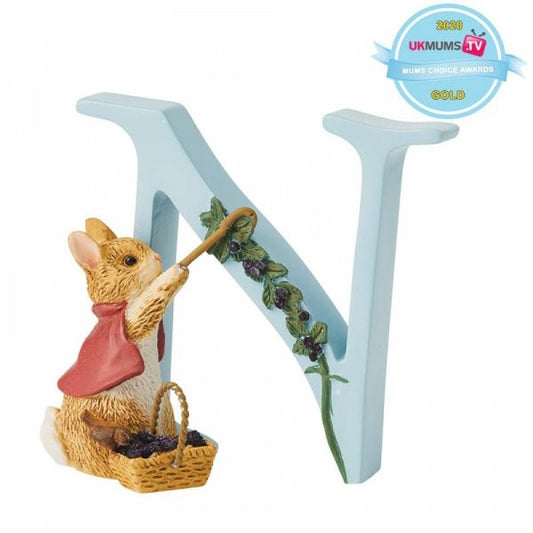 Beatrix potter freestanding alphabet letter N - Cotton-Tail figurine