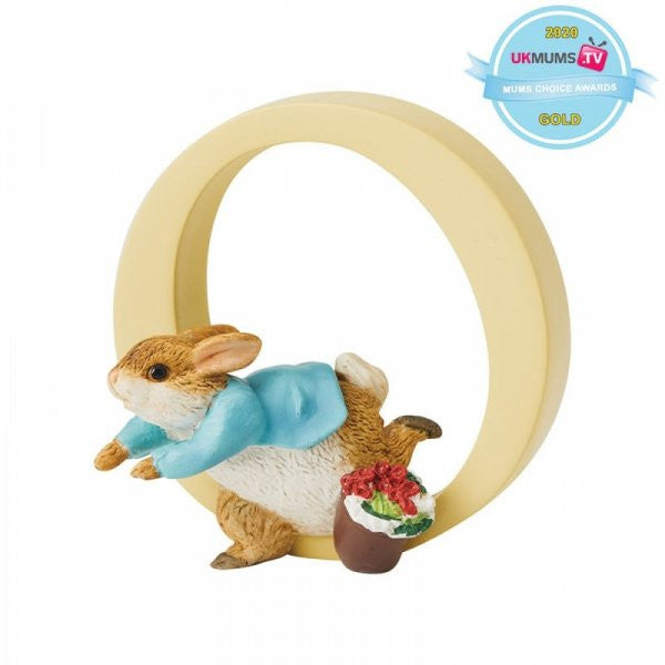 Beatrix potter freestanding alphabet letter O - Peter Rabbit Running figurine