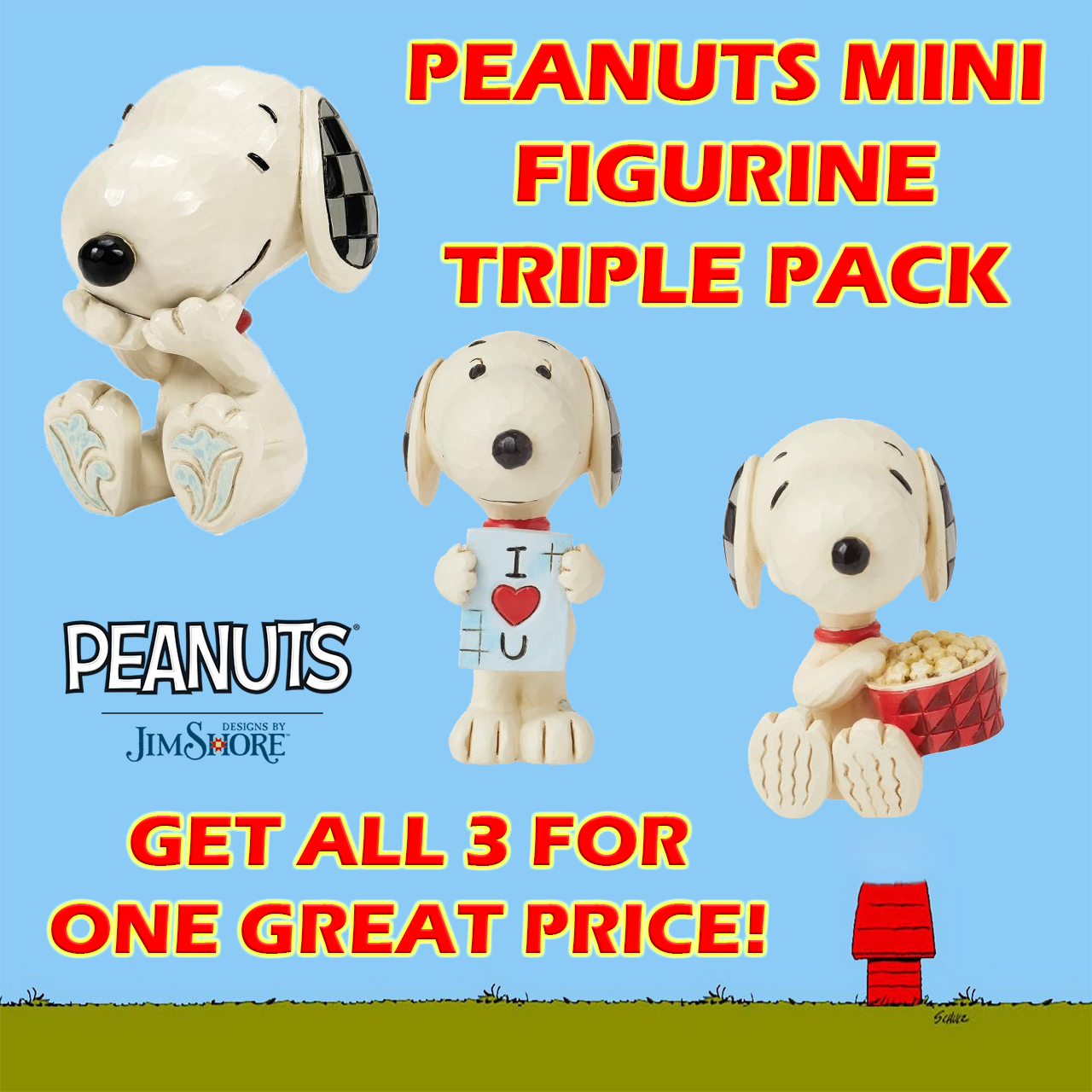 Snoopy TRIPLE PACK Mini Figurines Peanuts By Jim Shore
