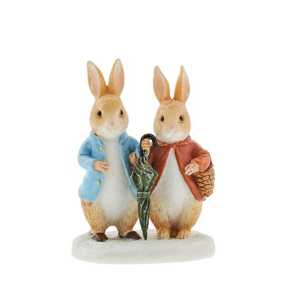 Peter Rabbit & Flopsy in Winter Figurine