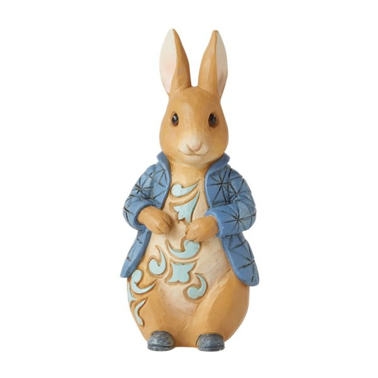 This Beatrix Potter by Jim Shore pack includes 4 mini figurines—Peter Rabbit, Flopsy Bunny, Jemima Puddle-Duck, and Benjamin Bunny—each featuring charming decorative details and inspired by classic Beatrix Potter illustrations.
