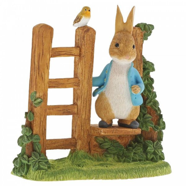 Beatrix potter Peter Rabbit on a Wooden Stile figurine