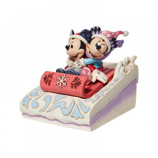 Disney Traditions Mickey & Minnie Mouse Sledding Figurine
