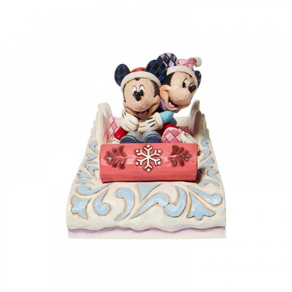 Disney Traditions Mickey & Minnie Mouse Sledding Figurine