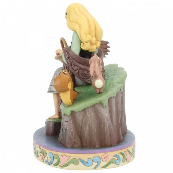 Disney Traditions Sleeping Beauty on a log with forest animals figurine
