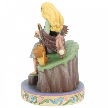 Disney Traditions Sleeping Beauty on a log with forest animals figurine