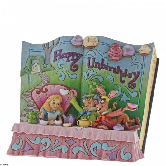 Disney Traditions Storybook figurine depicting Alice in Wonderland with all her friends at a tea party