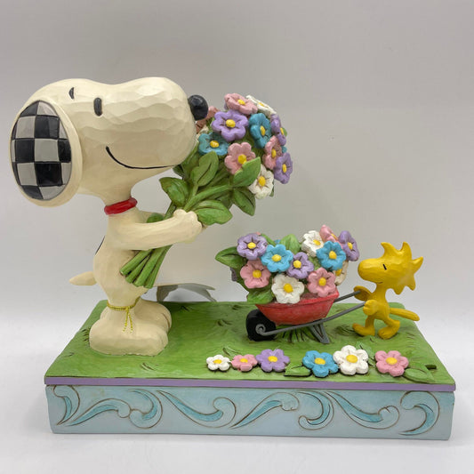 Snoopy and Woodstock Picking Flowers Figurine Signed By Jim Shore 6014344