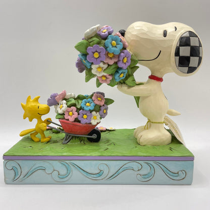 Snoopy and Woodstock Picking Flowers Figurine Signed By Jim Shore 6014344