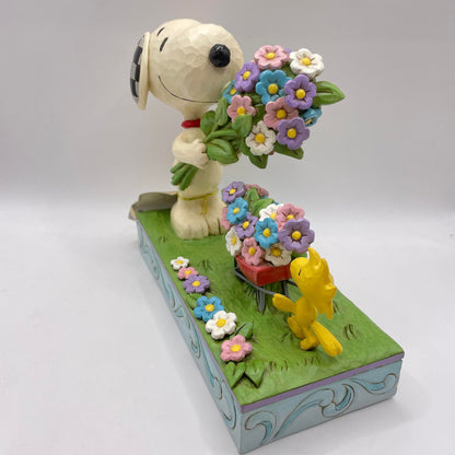 Snoopy and Woodstock Picking Flowers Figurine Signed By Jim Shore 6014344