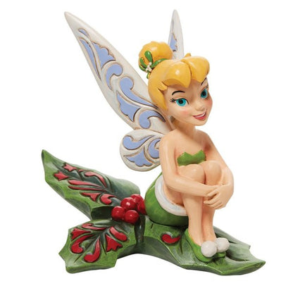 Disney Traditions Tinkerbell Sitting in Holly Figurine By Jim Shore