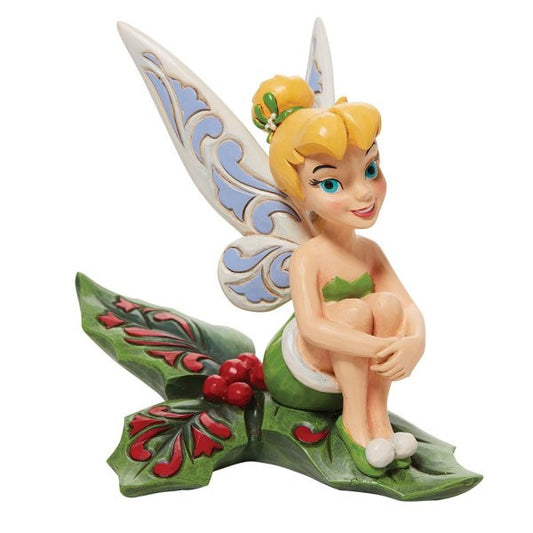 Disney Traditions Tinkerbell Sitting in Holly Figurine By Jim Shore