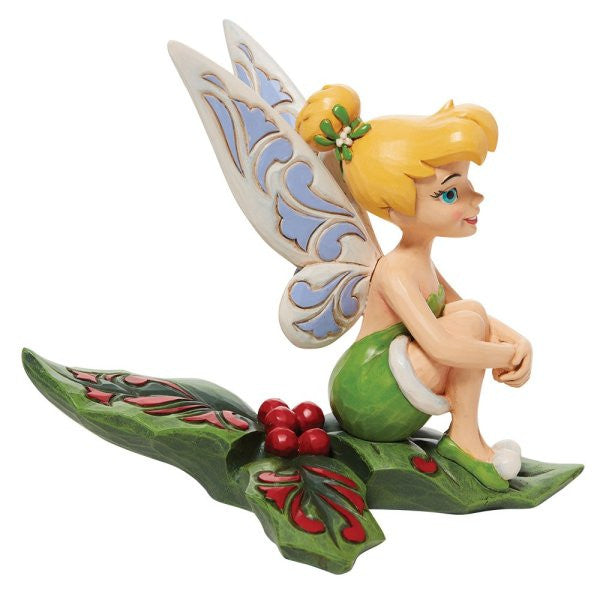 Disney Traditions Tinkerbell Sitting in Holly Figurine By Jim Shore
