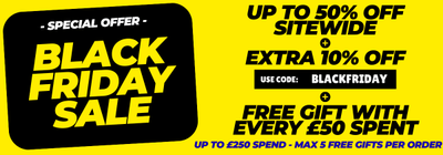 Black Friday Sale! Get a Free Gift with every £50 you spend up to £250
Also Get an extra 10% Off with code "BLACKFRIDAY"